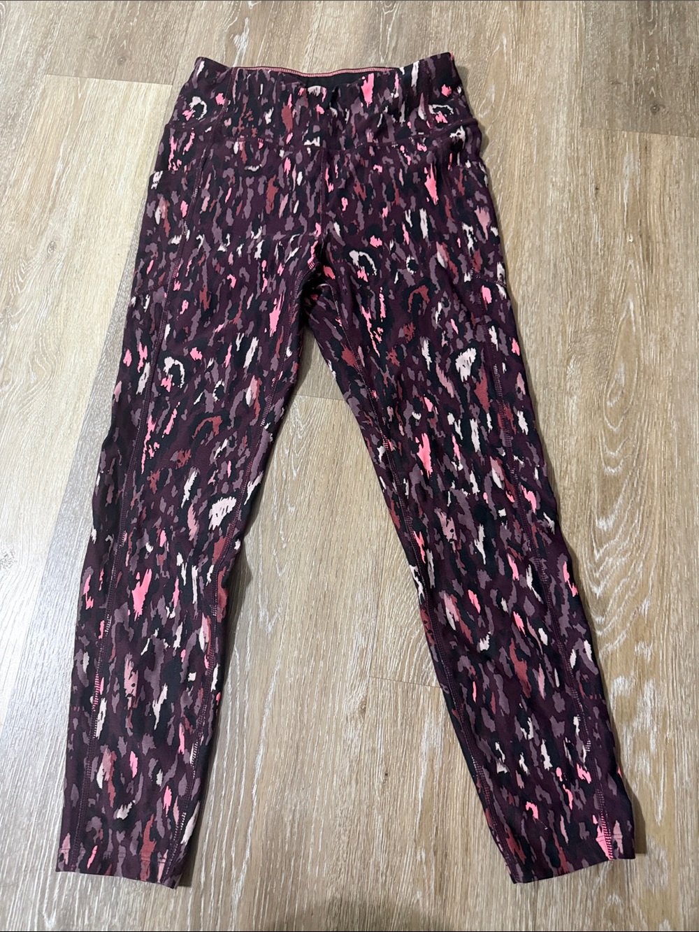 Calvin Klein Burgundy and Pink Abstract Print Leggings